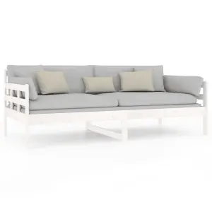 Berkfield Day Bed White Solid Wood Pine 90x190 cm