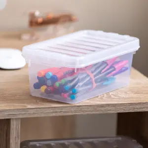 Wham Crystal Clear Rectangular 1.1L Small Plastic Stackable Storage box with Lid