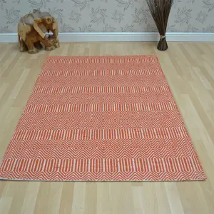 Orange Geometric Wool Modern Handmade Easy to Clean Rug for Living Room and Bedroom-160cm X 230cm