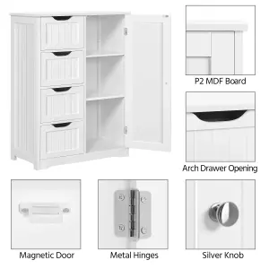 Yaheetech Free-Standing Bathroom Storage Cabinet with Drawers and Shelves - White