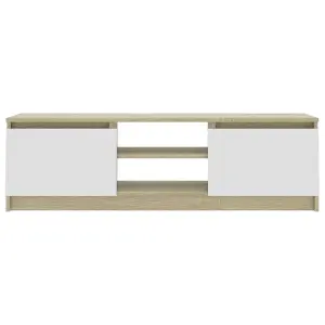 Berkfield TV Cabinet White and Sonoma Oak 120x30x35.5 cm Engineered Wood