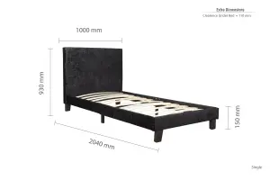 Birlea Berlin Single Bed Black Crushed Velvet