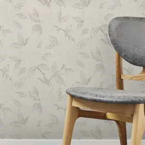 GoodHome Acaj Beige & white Floral Textured Wallpaper