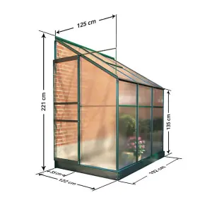 BillyOh Polycarbonate Lean-To Greenhouse - 4x6 Green