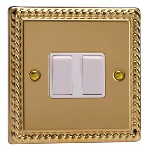 Varilight 2-Gang 10A 1- or 2-Way Rocker Switch Georgian Brass