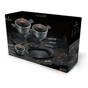 BERLINGER HAUS 12 Pc Cookware Set With Grill No Stick Pots Pans Induction Tools