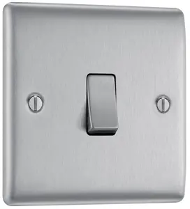 BG 16A Single 2 way Raised slim Screwed Intermediate switch Matt Steel effect