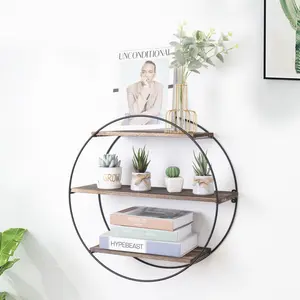 Unwind 3 Tier Circle Solid Wood Floating Shelf