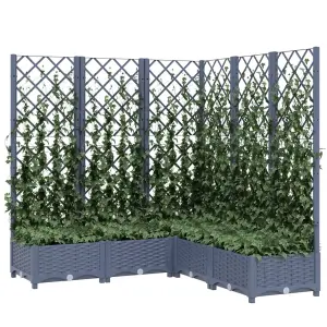 Berkfield Garden Planter with Trellis Dark Grey 120x120x121.5 cm PP