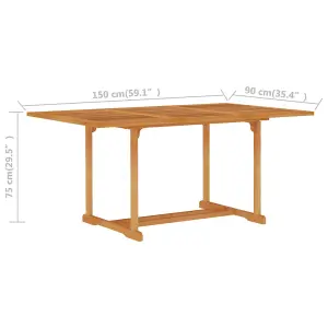 Berkfield Garden Table 150x90x75 cm Solid Teak Wood