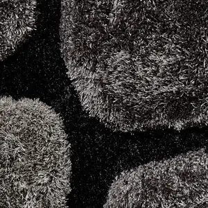 Black/Grey Handmade Modern Shaggy Easy to Clean Abstract Optical/ (3D) Rug For Dining Room Bedroom And Living Room-120cm X 170cm