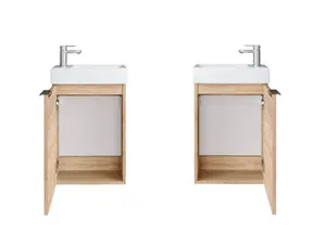 Bathroom Vanity Unit Small Basin 400 Cloakroom Sink Wall Cabinet Sonoma Oak Avir