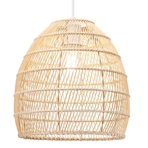 Traditional Vintage Spiral Cage Design Natural Brown Rattan Ceiling Lamp Shade