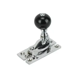 Sash Heritage Claw Fastener with Black Ceramic Knob (Non-Locking) - Polished Chrome