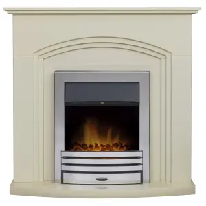 Adam Truro Fireplace in Cream with Eclipse Electric Fire in Chrome, 41 Inch