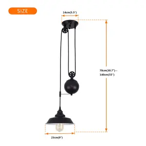 Garwarm Farmhouse Industrial Pulley Pendant Light