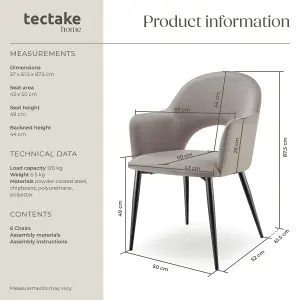 Dining Chair Sachel - padded armchair in velvet look, continuous backrest - taupe