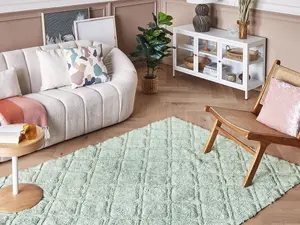 Cotton Area Rug 140 x 200 cm Green HATAY