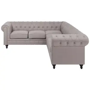 Right-Hand Corner Sofa CHESTERFIELD Beige Fabric Right Hand