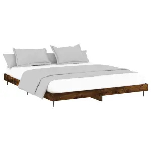 Berkfield Bed Frame Smoked Oak 120x200 cm Engineered Wood