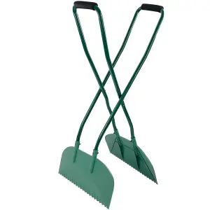 Long Handled Leaf Collecting Rake Grabs Garden Leaves Tidy Collector Grabber