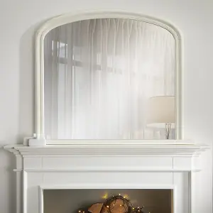 Overmantle Mirror Osborne Arched Shape with Ivory Frame- H 94cm x W 119cm x D 4cm for Hanging Above the fireplace, Dressing Table