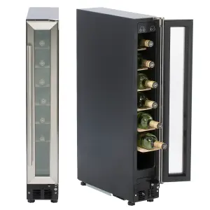 SIA WC15SS 150mm / 15cm Stainless Steel Under Counter LED 7 Bottle Wine Fridge Drinks Cooler