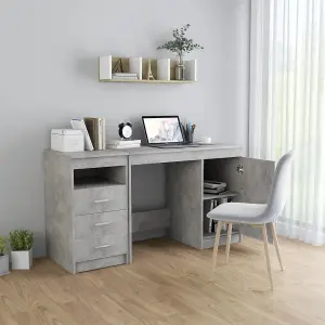 Berkfield Desk Concrete Grey 140x50x76 cm Engineered Wood