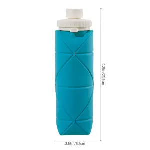 600ml Collapsible Silicone Water Bottle for Travel Gym Blue