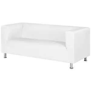 3 Seater Faux Leather Sofa White FLORO