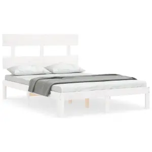 Berkfield Bed Frame with Headboard White 140x200 cm Solid Wood