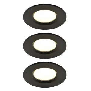 GoodHome Etana Black Non-adjustable LED Neutral white Downlight 4.7W IP65, Pack of 3