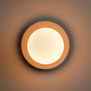 houseof Frosted Glass Opal Ball Shade Disk Wall Light Bathroom Compatible - Off White Sand