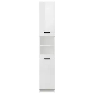 Berkfield Bathroom Cabinet High Gloss White 32x34x188.5cm Engineered Wood