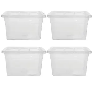 3 x Clear Plastic Stackable Transparent Storage Boxes 96 Litre Complete With Lidd