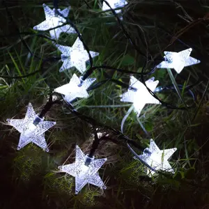 Waterproof Solar Powered Star Fairy String Light in White 20 Meters 120 LED