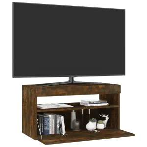 Berkfield TV Cabinet with LED Lights Smoked Oak 75x35x40 cm