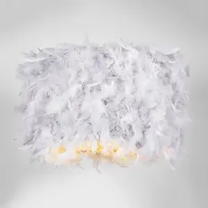 Modern Designer Real Grey Feather Drum Lamp Shade with Inner Cotton Lining