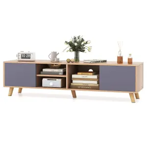 COSTWAY TV Stand for TVs up to 65" Modern Rustic TV Cabinet w/ Open Shelf