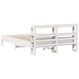 Berkfield Bed Frame without Mattress White 150x200 cm King Size Solid Wood Pine