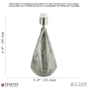 Marble Effect Ceramic Table Lamp Base with Grey Gloss Glazing and Chrome Trim