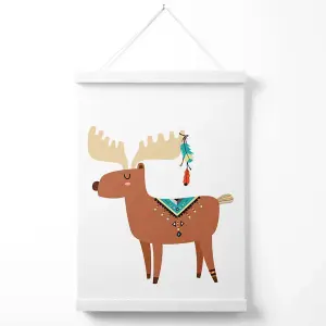 Reindeer Tribal Animal Poster with Hanger / 33cm / White