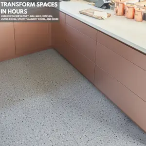 Self-Adhesive Vinyl Floor Tiles - 10 Pack for 10 ft² (0.9 m²) Coverage - Peel & Stick Vinyl Floor Tiles - Granite Terrazzo Effect