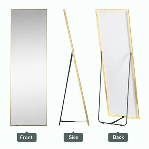 Metal Framed Freestanding Full Length Mirror Gold