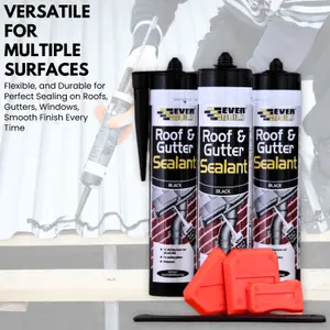 Roof & Gutter Sealant - Pack of 24 Tubes (295ml each) Black Sealant Waterproof with 4-Piece Sealant Tool Kit, Seal Gutter Leaks