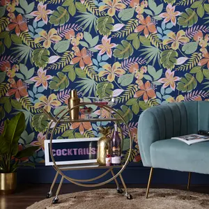 Envy So Exotic Night Floral Smooth Wallpaper Sample