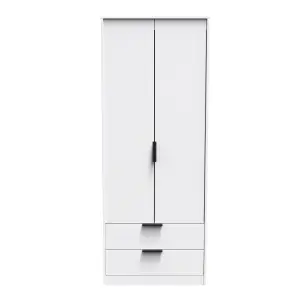 Fuji 2 Door 2 Drawer Wardrobe in White Matt (Ready Assembled)