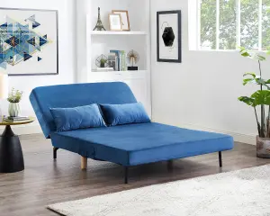 Keller Blue Velvet double Futon Sofa Bed