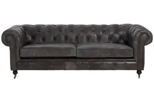 Victor Dark Grey Leather Chesterfield Sofa