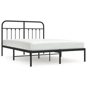 Berkfield Metal Bed Frame with Headboard Black 140x190 cm